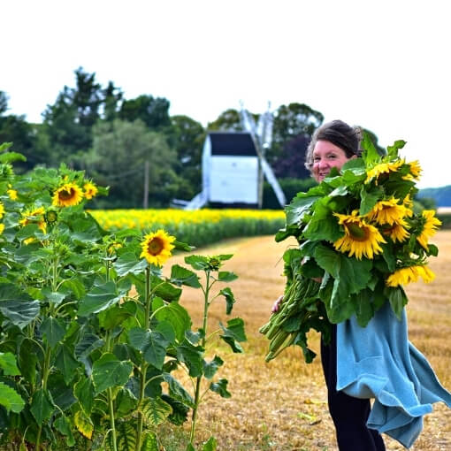 Tanya with sunflowers
